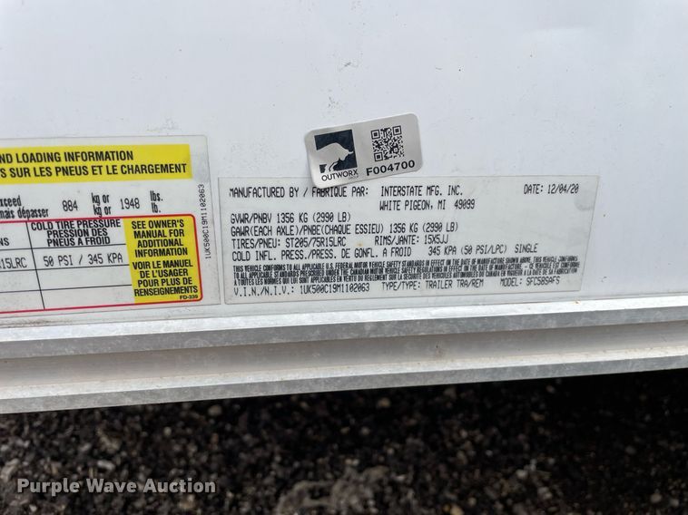 image for item DS5410 2021 Interstate  SFC58AFS enclosed cargo trailer