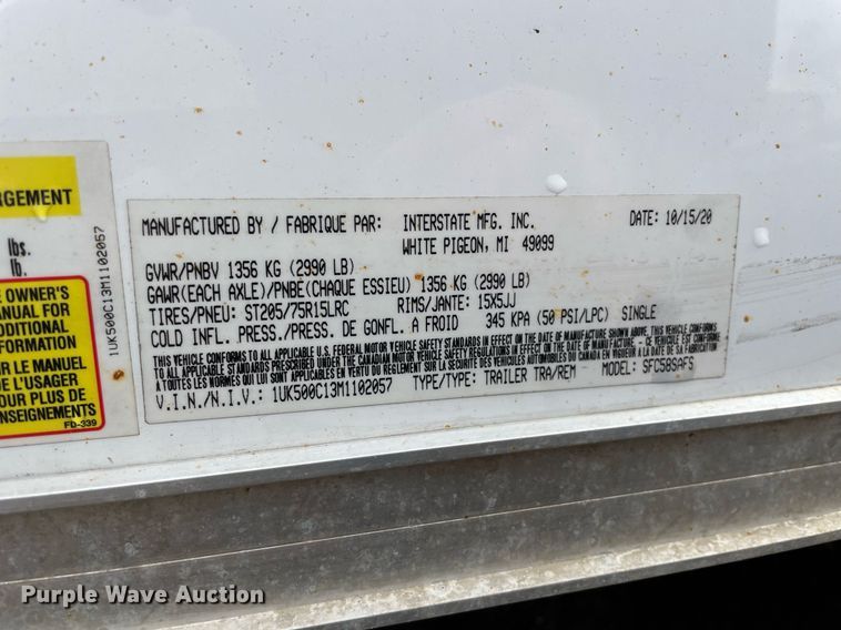 image for item DS5411 2021 Interstate  SFC58AFS enclosed cargo trailer