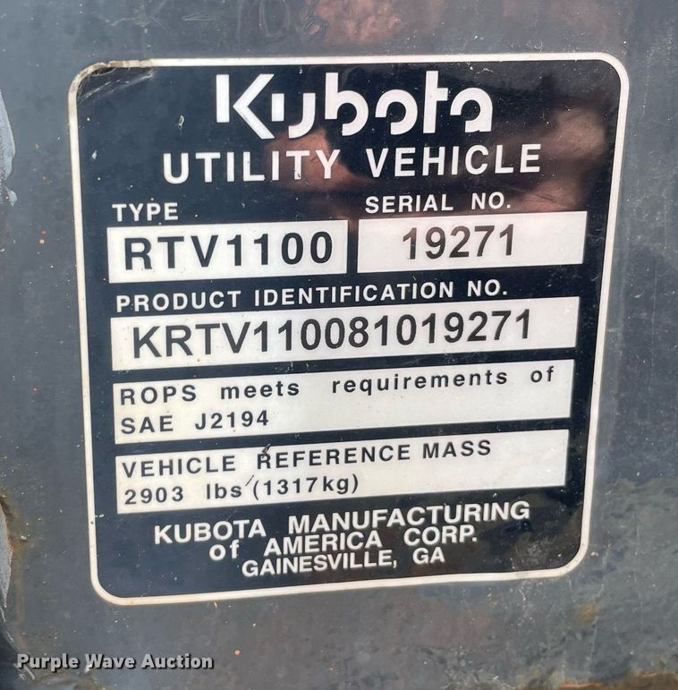 image for item DS5413 2008 Kubota  RTV 1100 utility vehicle