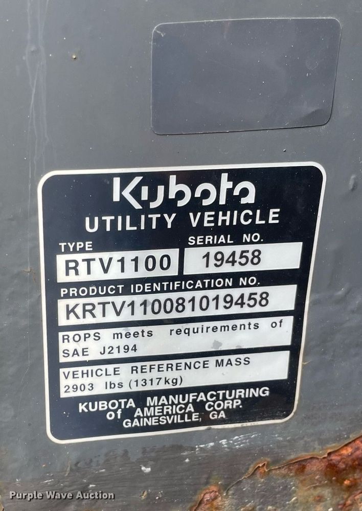 image for item DS5414 2008 Kubota  RTV 1100  utility vehicle