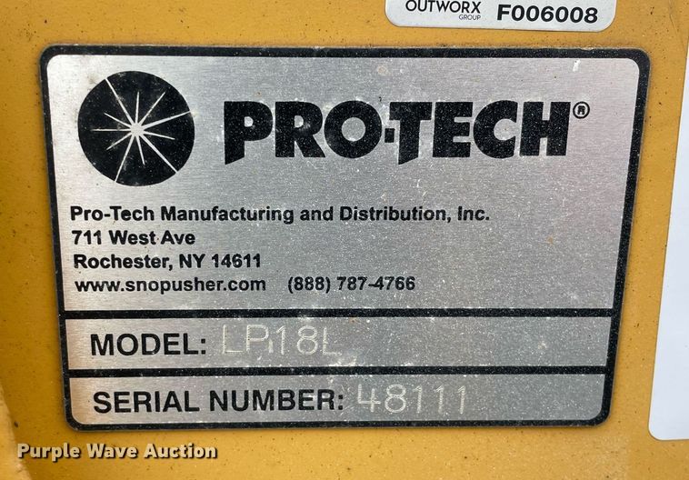 image for item DS5434 Protech LP18L 18' W wheel loader snow pusher 