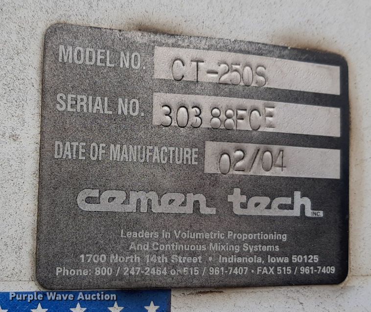 image for item DV9755 2004 Cemen Tech CT250S cement silo