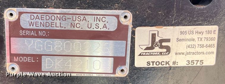 image for item EI0608 Kioti DK4210SE MFWD tractor