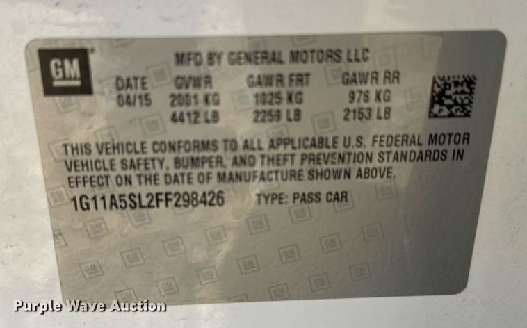 image for item EJ0178 2015 Chevrolet Malibu 