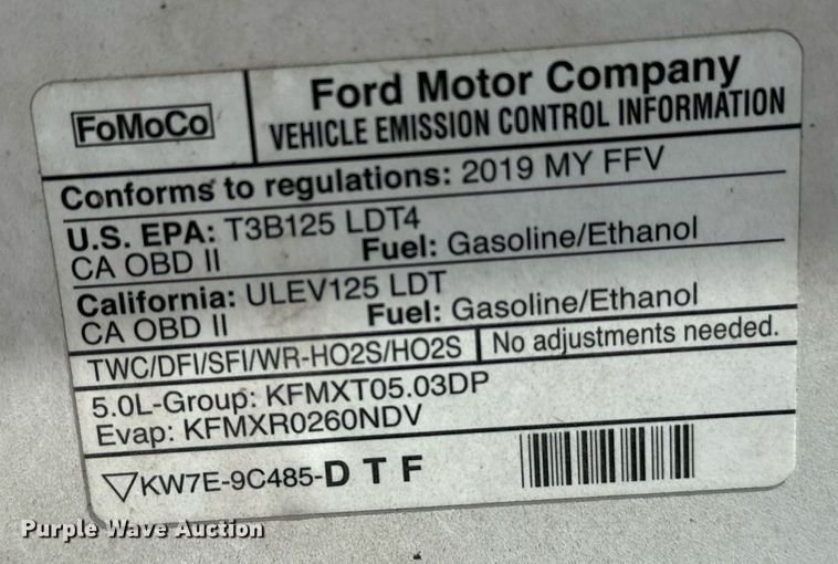 image for item EJ0180 2019 Ford F150  SuperCrew pickup truck