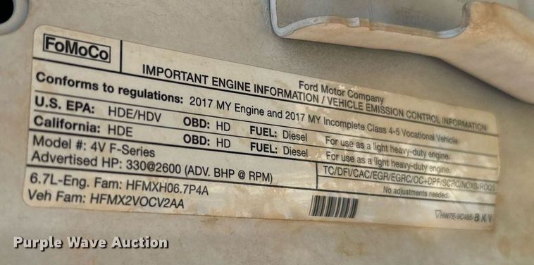 image for item EJ0182 2017 Ford F550 Super Duty XL SuperCab utility / service truck