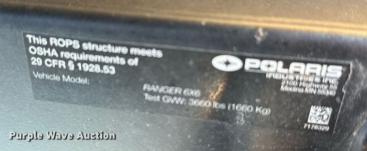 image for item EJ0183 2016 Polaris Ranger utility vehicle