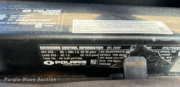 image for item EJ0183 2016 Polaris Ranger utility vehicle