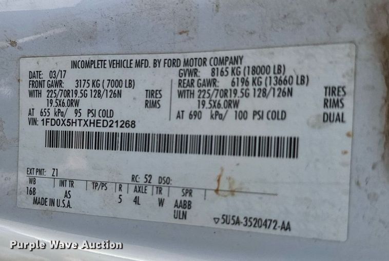 image for item EJ0186 2017 Ford F550 Super Duty SuperCab utility / service truck