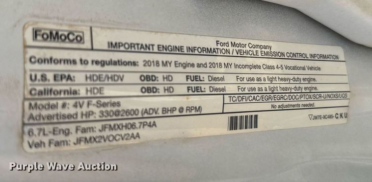 image for item EJ0187 2018 Ford F550 Super Duty SuperCab utility / service truck