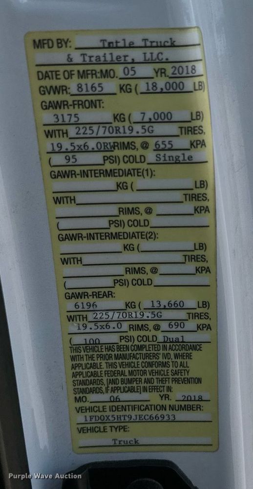 image for item EJ0187 2018 Ford F550 Super Duty SuperCab utility / service truck