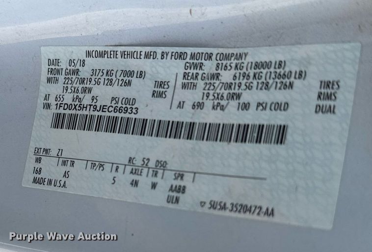 image for item EJ0187 2018 Ford F550 Super Duty SuperCab utility / service truck