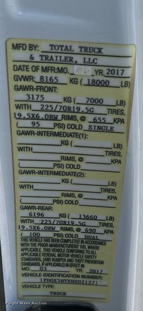 image for item EJ0188 2017 Ford F550 Super Duty SuperCab utility / service truck