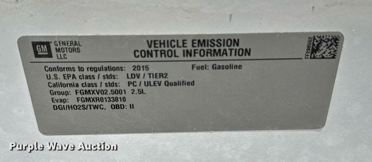 image for item EJ0190 2015 Chevolet Malibu 