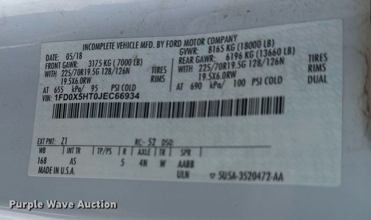 image for item EJ0193 2018 Ford F550 Super Duty SuperCab utility / service truck