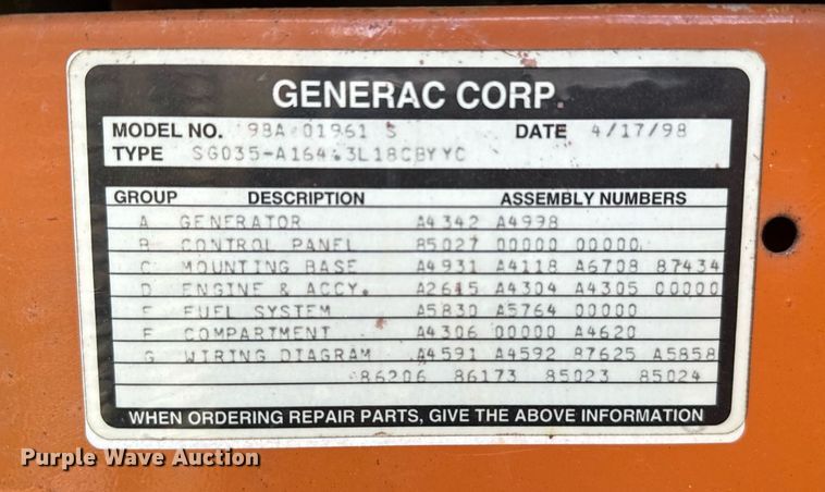 image for item EJ0206 Generac generator