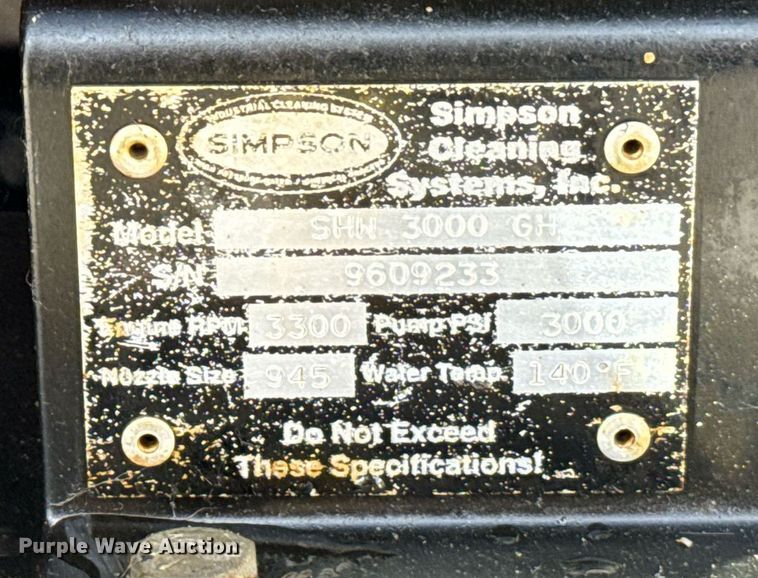 image for item EJ0207 Simpson Water Shotgun 3000 pressure washer