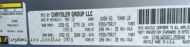 image for item EJ6839 2012 Jeep Wrangler Unlimited SUV