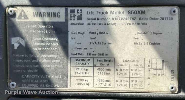image for item EK9990 Hyster S50XM forklift