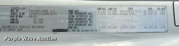 image for item GG9911 2003 Freightliner Business Class M2 dump truck