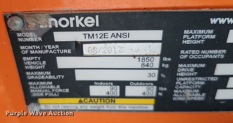 image for item IO9820 2017 Snorkel TM12E vertical lift