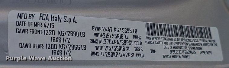 image for item IO9828 2015 Dodge Ram ProMaster City van