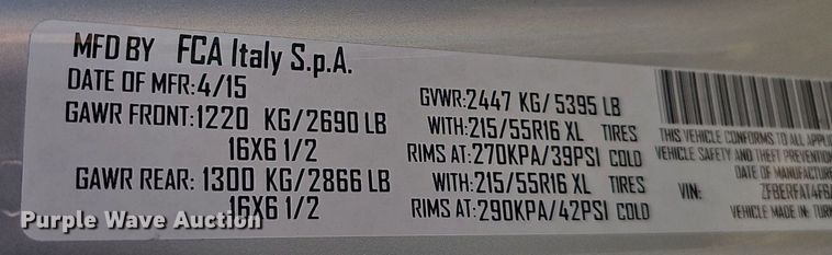 image for item IO9828 2015 Dodge Ram ProMaster City van