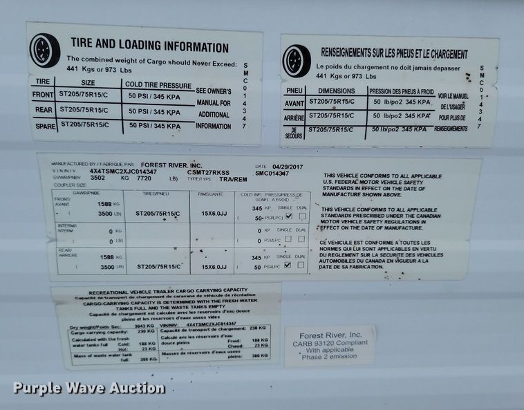 image for item LA9550 2018 Forest River Salem camper