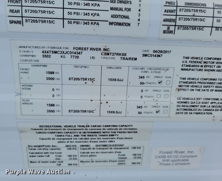 image for item LA9550 2018 Forest River Salem camper