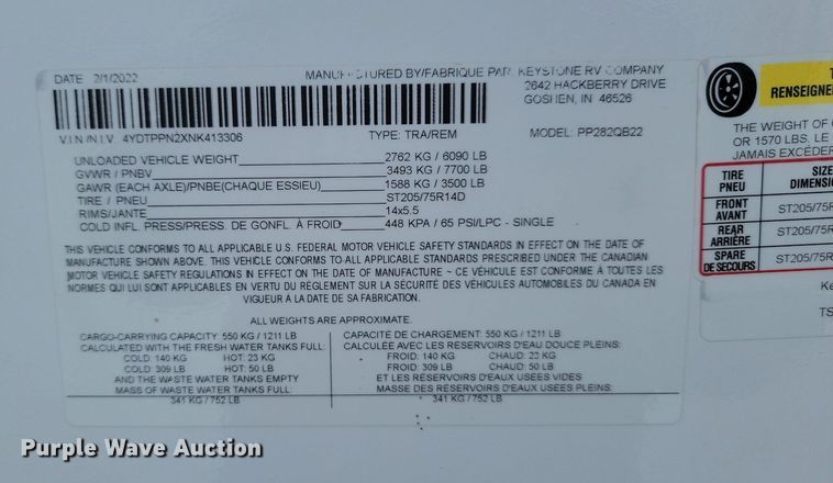 image for item LA9552 2022 Keystone Passport SL Series camper