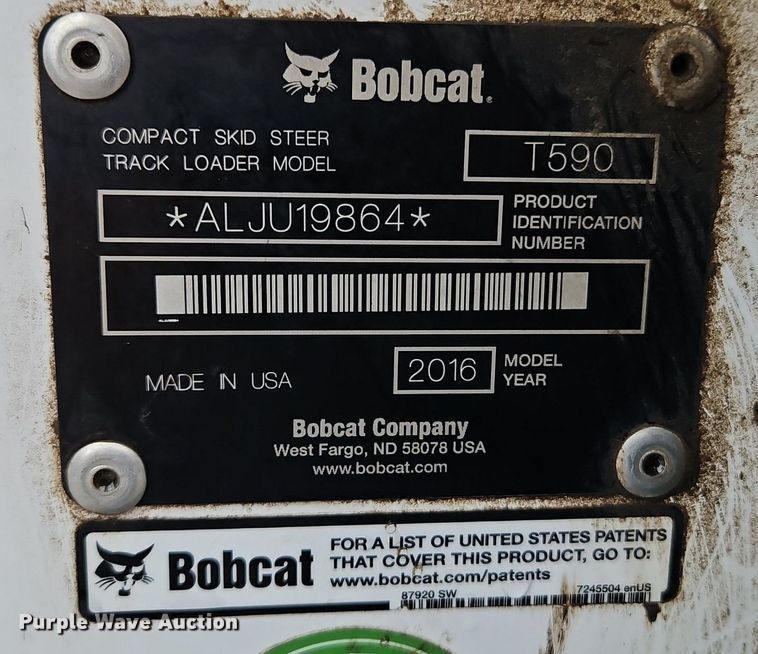 image for item LB9730 2016 Bobcat T590 tracked skid steer loader