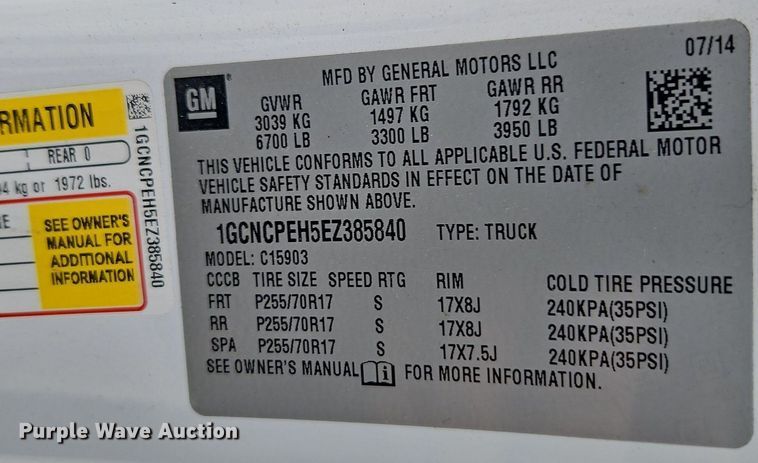 image for item LB9771 2014 Chevrolet  Silverado 1500 