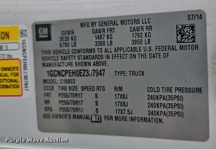 image for item LB9772 2014 Chevrolet  Silverado 1500 pickup truck