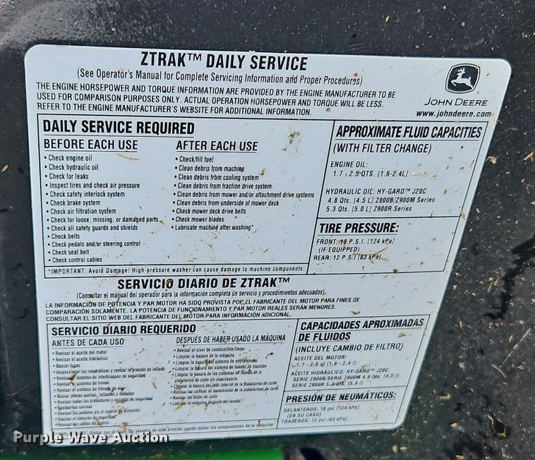 image for item LB9773 2017 John Deere Z930M ZTR lawn mower