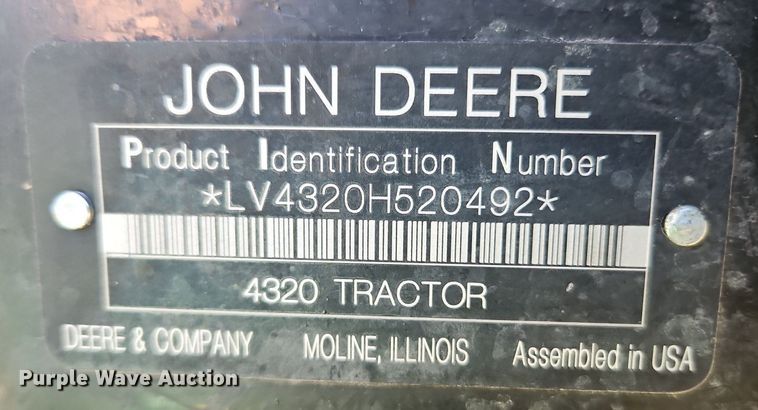 image for item LB9779 2008 John Deere 4320 MFWD tractor