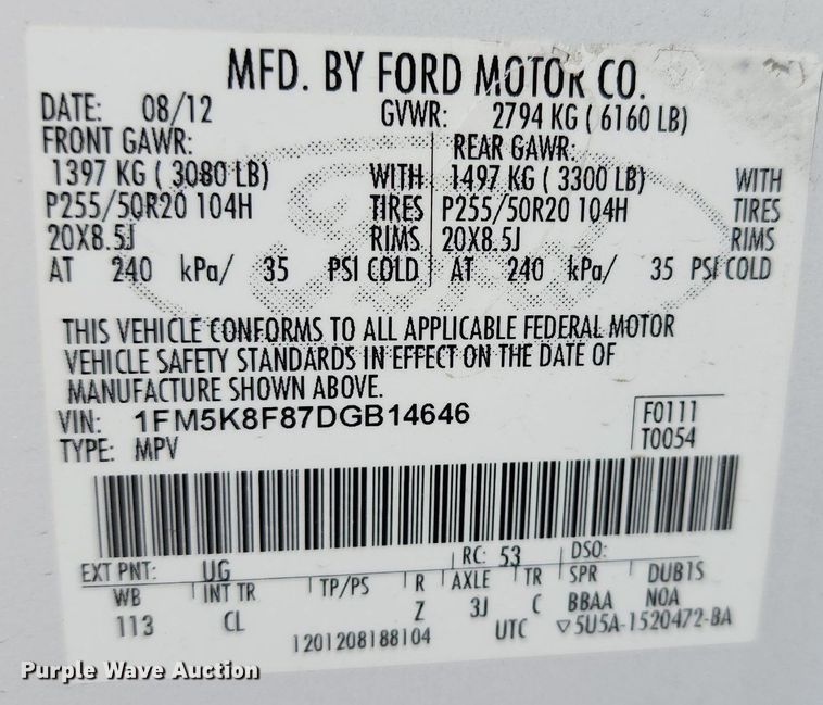 image for item LJ9529 2013 Ford Explorer Limited SUV