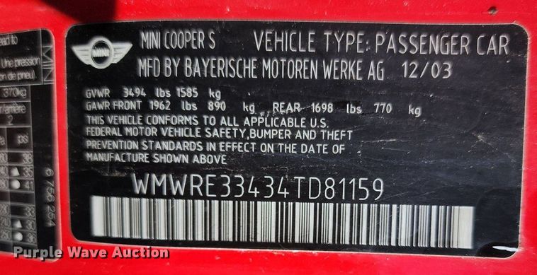 image for item LJ9530 2004 Mini Cooper S 