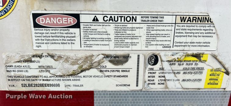 image for item MO9151 2014 Stealth  enclosed cargo trailer