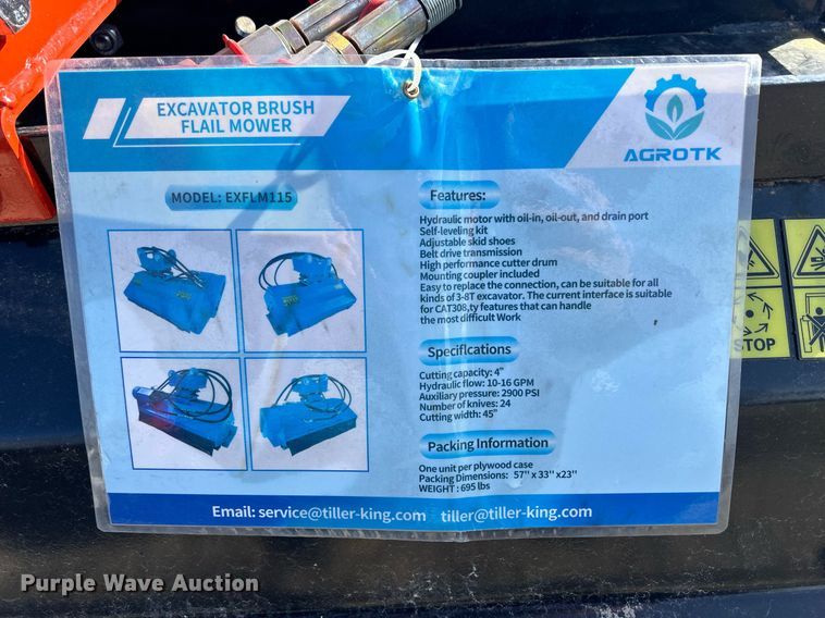 image for item MO9170 2023 Agrotk EXFLM115 flail mower 