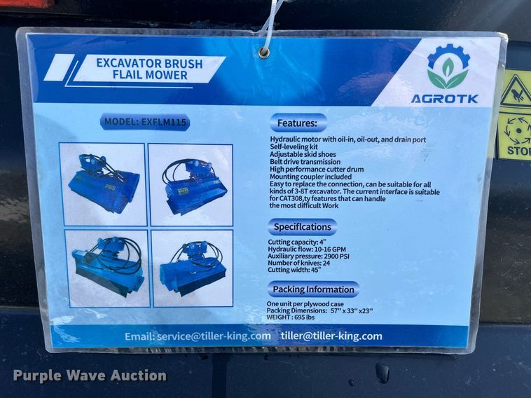 image for item MO9171 2023 Agrotk EXFLM115 flail mower 