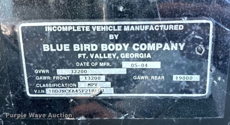 image for item NA9787 2005 Blue Bird blood donation bus