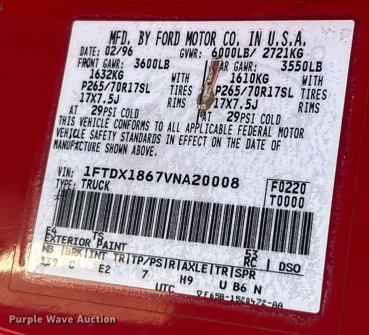 image for item NE9664 1997 Ford  F150 SuperCab pickup truck