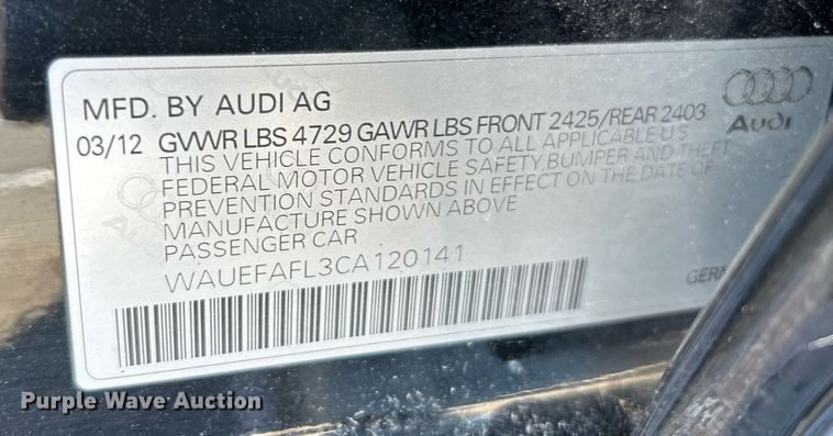 image for item NE9733 2012 Audi  A4 