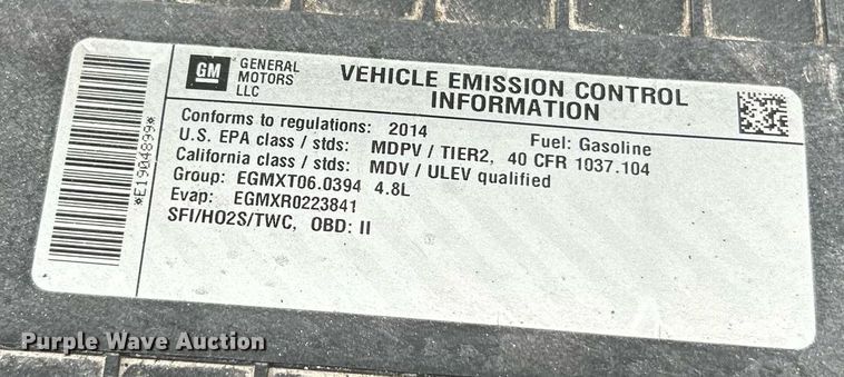 image for item NE9759 2014 Chevrolet Express 4500 box truck