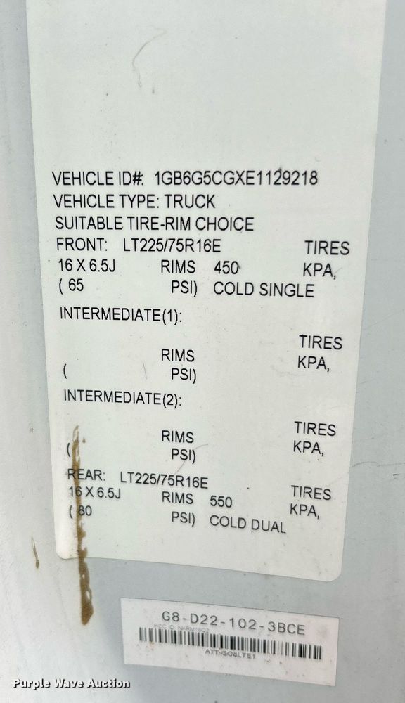 image for item NE9759 2014 Chevrolet Express 4500 box truck