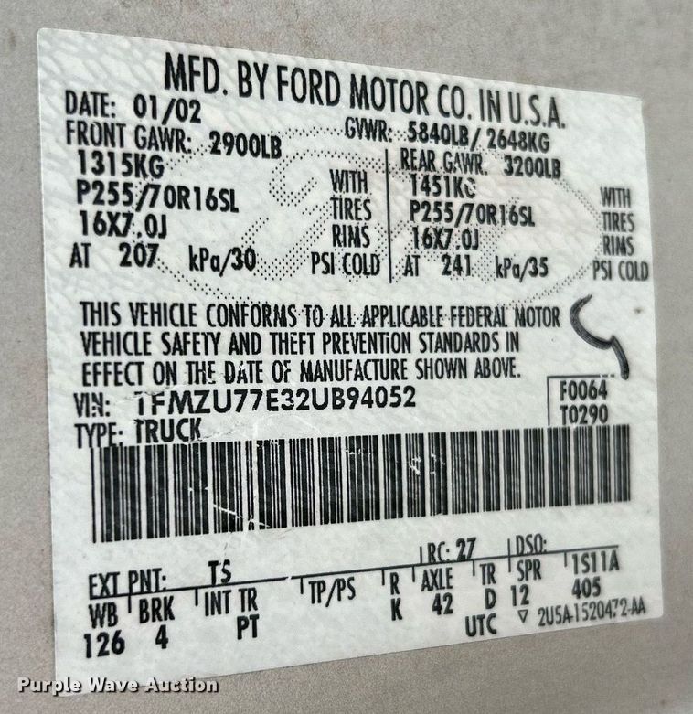 image for item NE9760 2002 Ford Explorer Sports Trac SUV