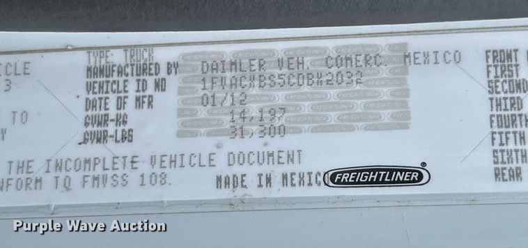 image for item NE9773 2012 Freightliner Business Class M2 utility / service truck