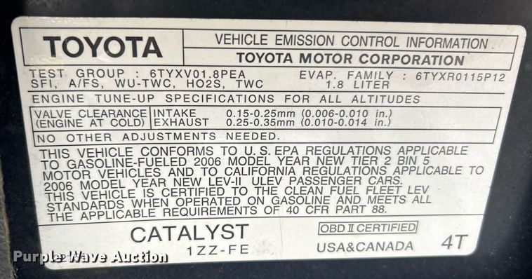 image for item NE9779 2006 Toyota  Corolla S 