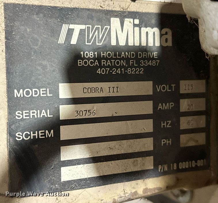 image for item NI9754 ITW Mima Cobra III shrink wrap machine