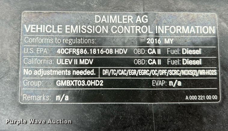 image for item NJ9524 2016 Mercedes Benz Sprinter 3500 Bluetec  refrigerated van